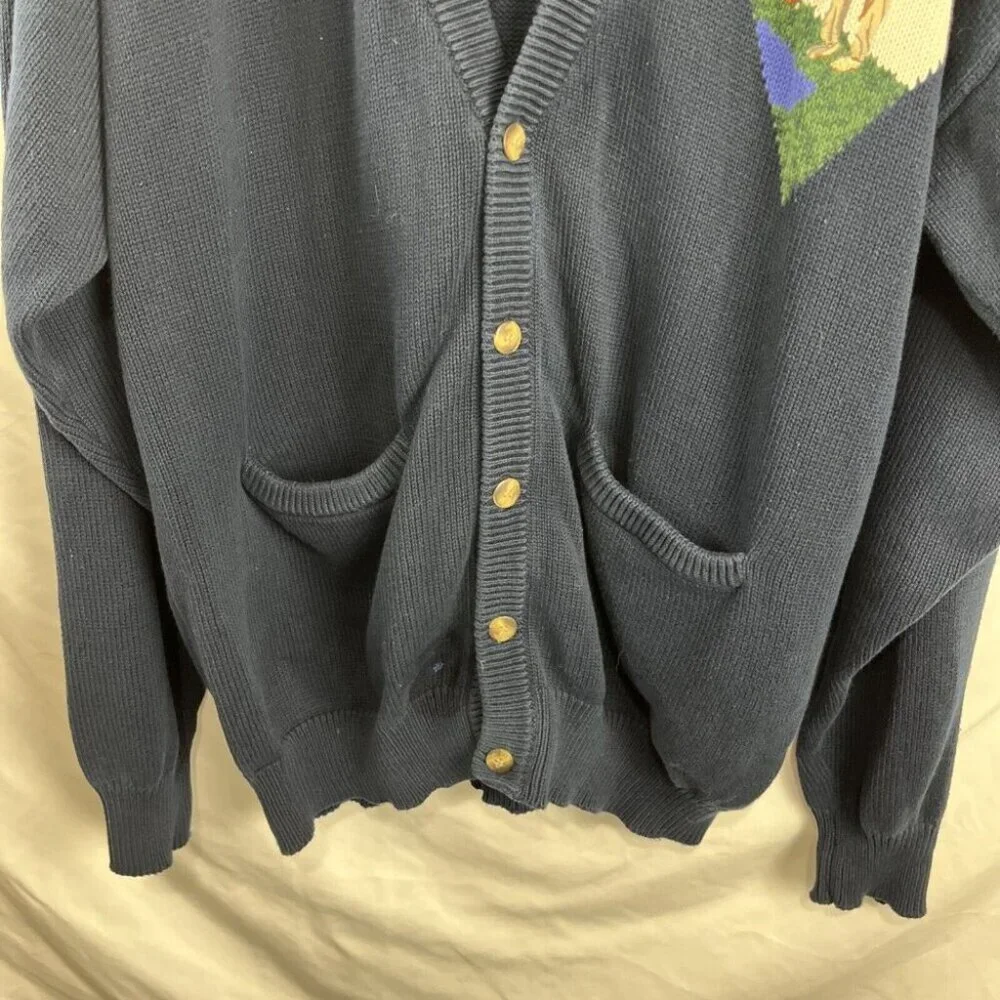 Modango Vintage 90s Cotton Golf Cardigan Sweater Mens Size XL - Picture 4 of 10